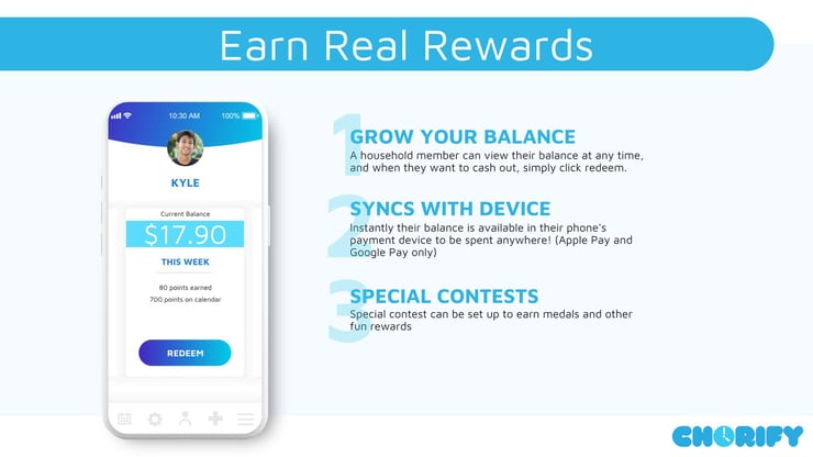 Features Section of Pitch Deck: Chorify-Earn Real Rewards
